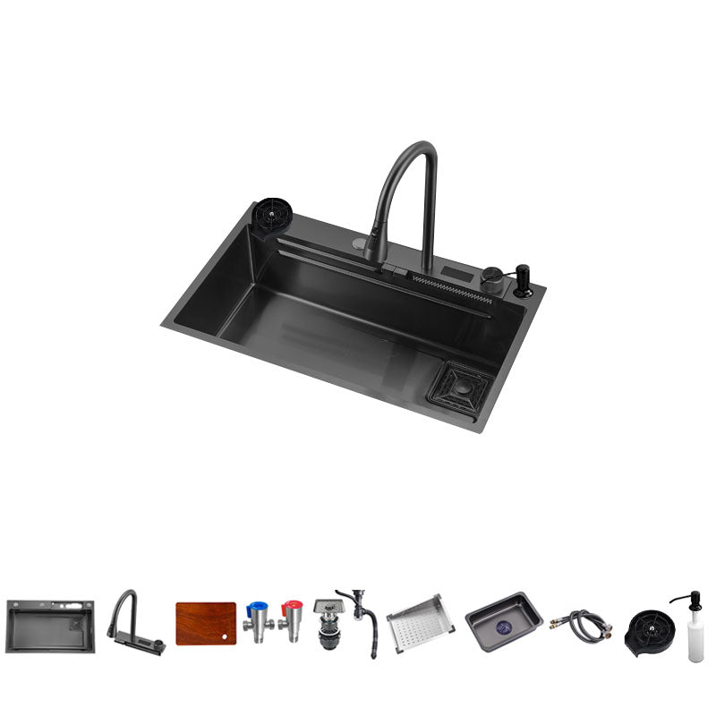 Single Bowl Kitchen Sink Stainless Steel Kitchen Sink with Cutting-Board Pull Out Faucet with Cup Washer Clearhalo 'Home Improvement' 'home_improvement' 'home_improvement_kitchen_sinks' 'Kitchen Remodel & Kitchen Fixtures' 'Kitchen Sinks & Faucet Components' 'Kitchen Sinks' 'kitchen_sinks' 7423906