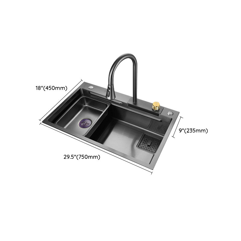Single Bowl Kitchen Sink Stainless Steel Kitchen Sink with Cutting-Board Clearhalo 'Home Improvement' 'home_improvement' 'home_improvement_kitchen_sinks' 'Kitchen Remodel & Kitchen Fixtures' 'Kitchen Sinks & Faucet Components' 'Kitchen Sinks' 'kitchen_sinks' 7423917