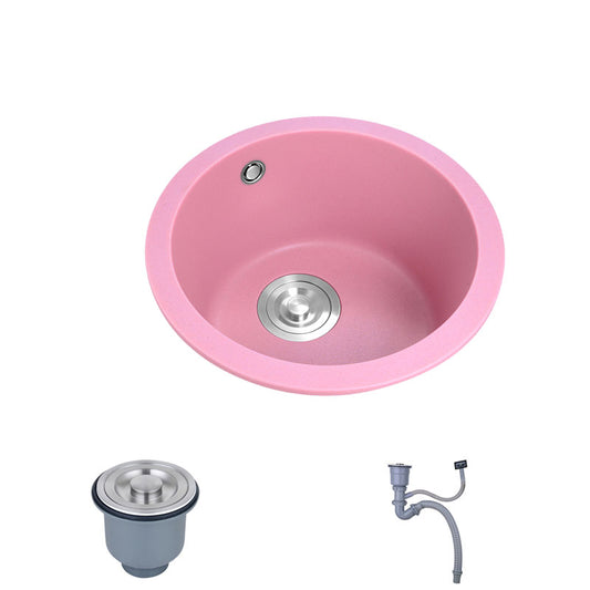 Quartz Kitchen Bar Sink Modern Pink Single Bowl Kitchen Bar Sink 16"L x 16"W x 8"H Sink Only None