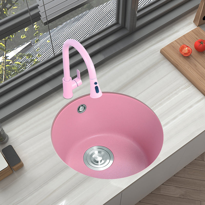 Quartz Kitchen Bar Sink Modern Pink Single Bowl Kitchen Bar Sink Clearhalo 'Home Improvement' 'home_improvement' 'home_improvement_kitchen_sinks' 'Kitchen Remodel & Kitchen Fixtures' 'Kitchen Sinks & Faucet Components' 'Kitchen Sinks' 'kitchen_sinks' 7423922