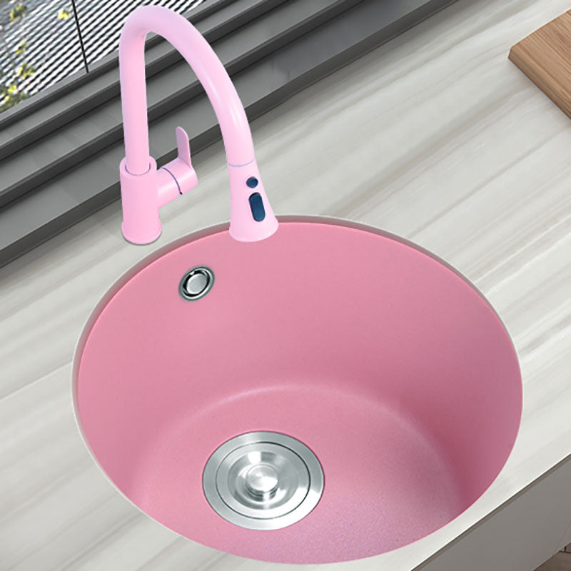 Quartz Kitchen Bar Sink Modern Pink Single Bowl Kitchen Bar Sink Clearhalo 'Home Improvement' 'home_improvement' 'home_improvement_kitchen_sinks' 'Kitchen Remodel & Kitchen Fixtures' 'Kitchen Sinks & Faucet Components' 'Kitchen Sinks' 'kitchen_sinks' 7423924