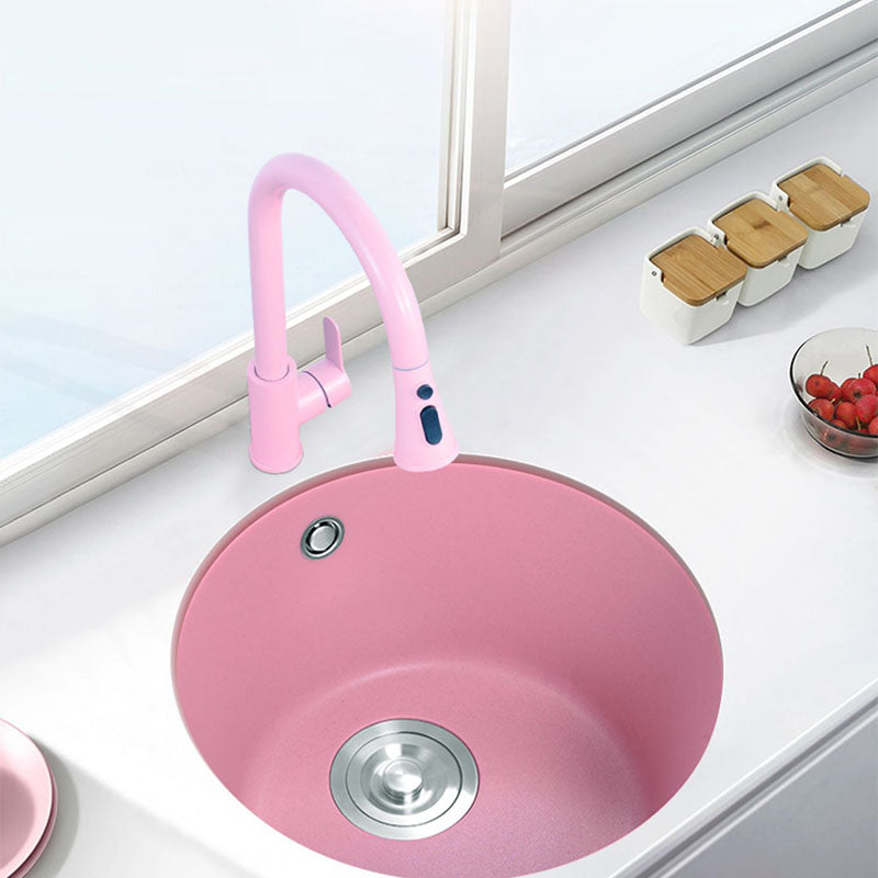 Quartz Kitchen Bar Sink Modern Pink Single Bowl Kitchen Bar Sink Clearhalo 'Home Improvement' 'home_improvement' 'home_improvement_kitchen_sinks' 'Kitchen Remodel & Kitchen Fixtures' 'Kitchen Sinks & Faucet Components' 'Kitchen Sinks' 'kitchen_sinks' 7423925