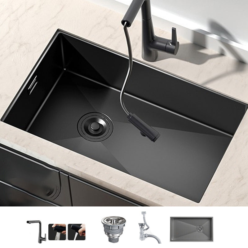 Soundproof Undermount Kitchen Sink Diversion Design Kitchen Sink with Faucet 23"L x 18"W x 9"H Gun Grey Black Pull Out Faucet Clearhalo 'Home Improvement' 'home_improvement' 'home_improvement_kitchen_sinks' 'Kitchen Remodel & Kitchen Fixtures' 'Kitchen Sinks & Faucet Components' 'Kitchen Sinks' 'kitchen_sinks' 7423948