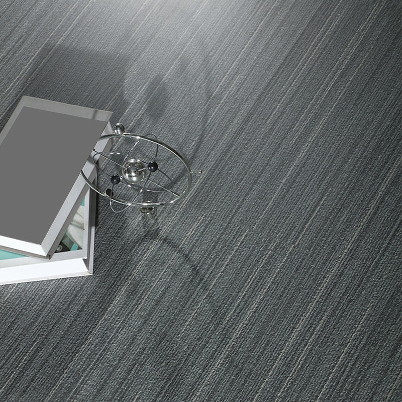 Grey Tone Plastic Floor Fabric Look Square Edge Water Resistant Floor Tile Black-Gray 48"L x 9"W Clearhalo 'Flooring 'Home Improvement' 'home_improvement' 'home_improvement_vinyl_flooring' 'Vinyl Flooring' 'vinyl_flooring' Walls and Ceiling' 7423987