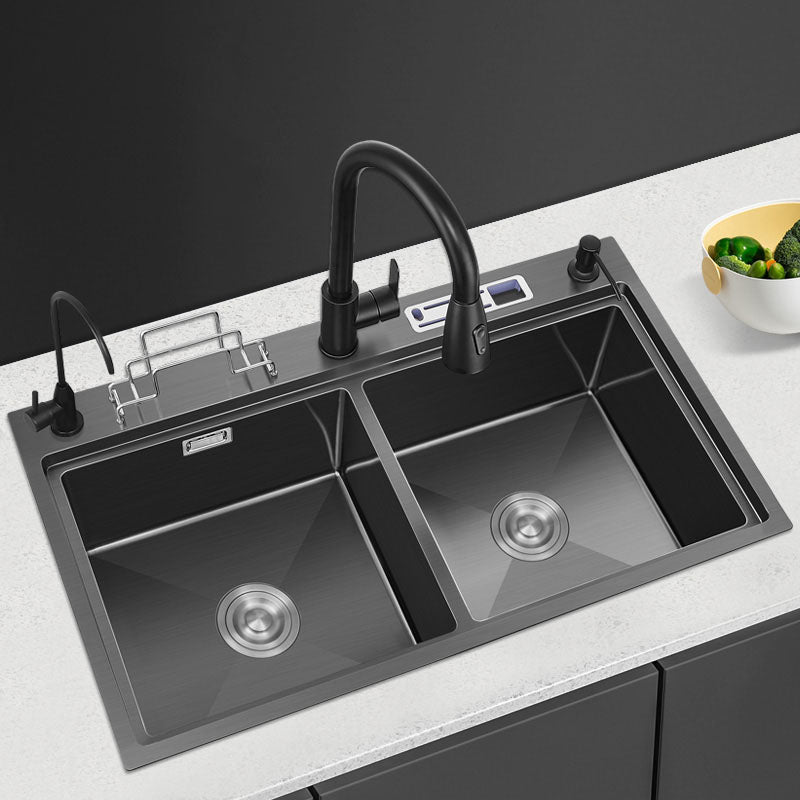 Stainless Steel Kitchen Sink Drop-In Double Bowl Kitchen Sink Clearhalo 'Home Improvement' 'home_improvement' 'home_improvement_kitchen_sinks' 'Kitchen Remodel & Kitchen Fixtures' 'Kitchen Sinks & Faucet Components' 'Kitchen Sinks' 'kitchen_sinks' 7424024