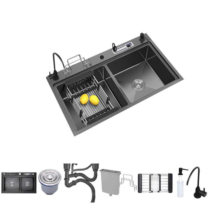 Stainless Steel Kitchen Sink Drop-In Double Bowl Kitchen Sink Faucet with Water Filtration Clearhalo 'Home Improvement' 'home_improvement' 'home_improvement_kitchen_sinks' 'Kitchen Remodel & Kitchen Fixtures' 'Kitchen Sinks & Faucet Components' 'Kitchen Sinks' 'kitchen_sinks' 7424025