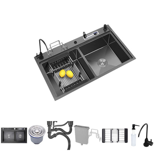 Stainless Steel Kitchen Sink Drop-In Double Bowl Kitchen Sink Faucet with Water Filtration