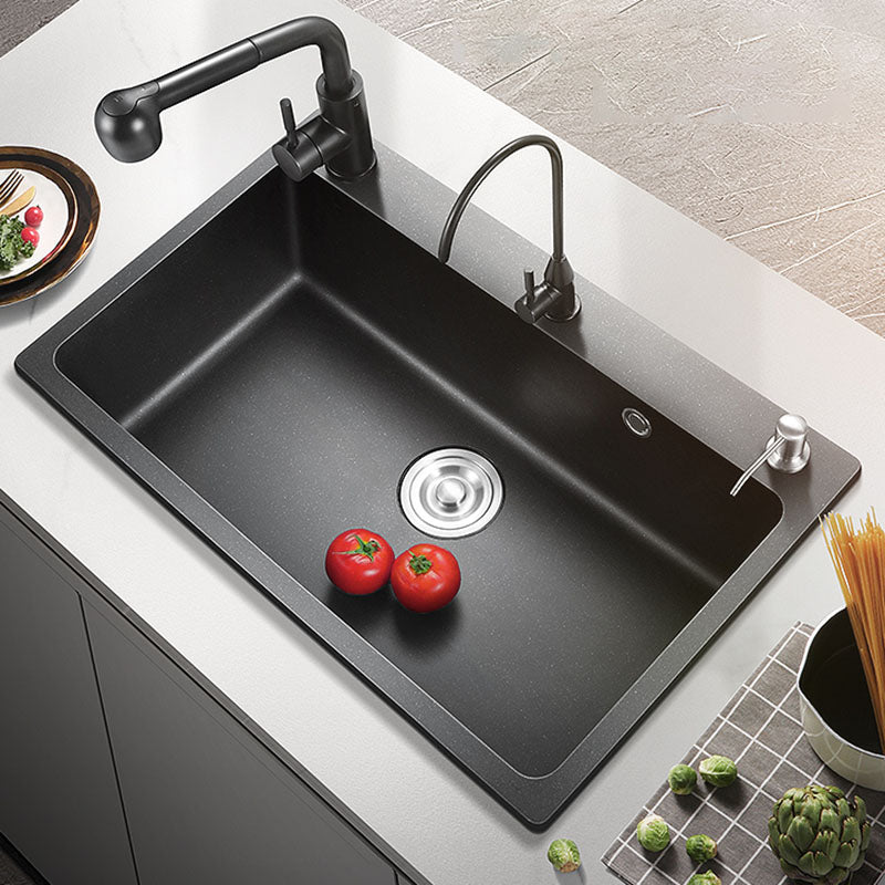 Quartz Kitchen Sink Modern Drop-In Kitchen Sink with Drain Assembly Clearhalo 'Home Improvement' 'home_improvement' 'home_improvement_kitchen_sinks' 'Kitchen Remodel & Kitchen Fixtures' 'Kitchen Sinks & Faucet Components' 'Kitchen Sinks' 'kitchen_sinks' 7424042