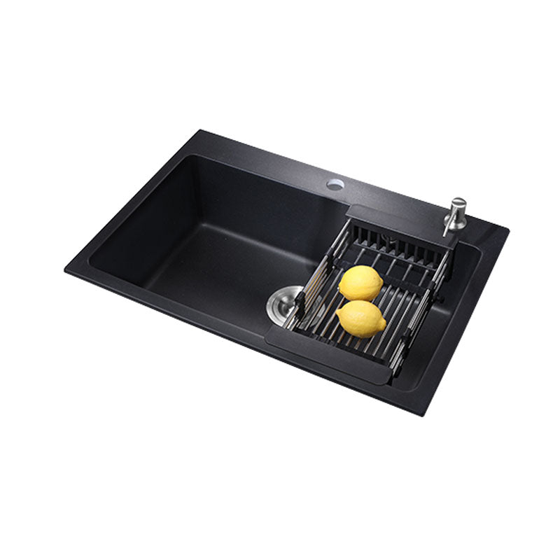 Quartz Kitchen Sink Modern Drop-In Kitchen Sink with Drain Assembly Clearhalo 'Home Improvement' 'home_improvement' 'home_improvement_kitchen_sinks' 'Kitchen Remodel & Kitchen Fixtures' 'Kitchen Sinks & Faucet Components' 'Kitchen Sinks' 'kitchen_sinks' 7424048