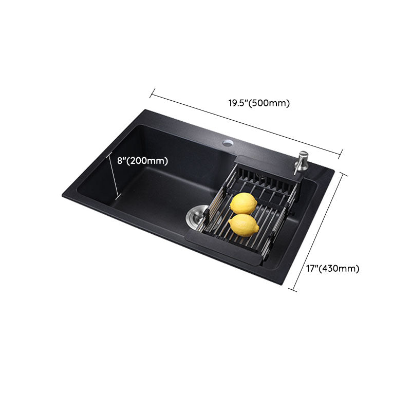 Quartz Kitchen Sink Modern Drop-In Kitchen Sink with Drain Assembly Clearhalo 'Home Improvement' 'home_improvement' 'home_improvement_kitchen_sinks' 'Kitchen Remodel & Kitchen Fixtures' 'Kitchen Sinks & Faucet Components' 'Kitchen Sinks' 'kitchen_sinks' 7424054