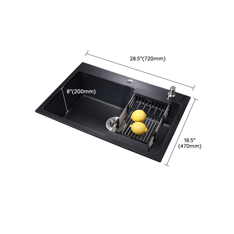 Quartz Kitchen Sink Modern Drop-In Kitchen Sink with Drain Assembly Clearhalo 'Home Improvement' 'home_improvement' 'home_improvement_kitchen_sinks' 'Kitchen Remodel & Kitchen Fixtures' 'Kitchen Sinks & Faucet Components' 'Kitchen Sinks' 'kitchen_sinks' 7424058