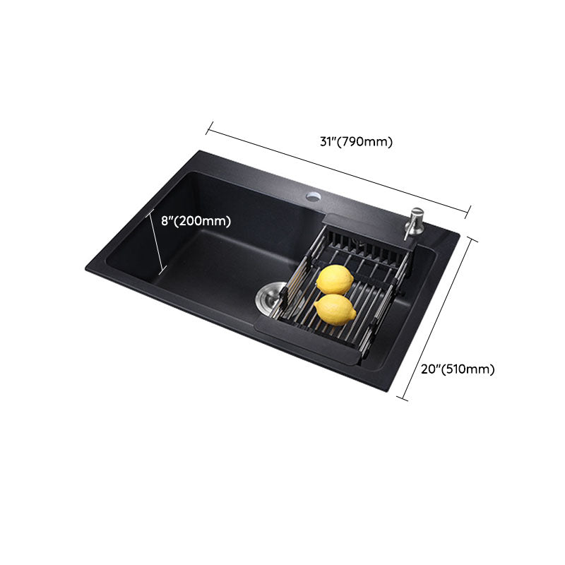Quartz Kitchen Sink Modern Drop-In Kitchen Sink with Drain Assembly Clearhalo 'Home Improvement' 'home_improvement' 'home_improvement_kitchen_sinks' 'Kitchen Remodel & Kitchen Fixtures' 'Kitchen Sinks & Faucet Components' 'Kitchen Sinks' 'kitchen_sinks' 7424059