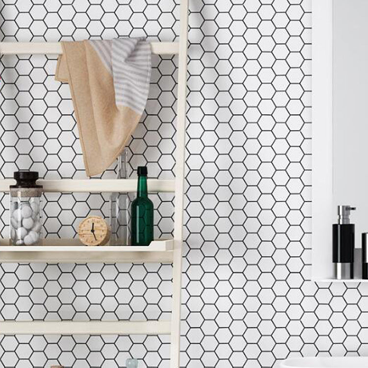 Wall and Floor Tile Straight Edge Geometric Pattern Wall and Floor Tile Textured White 10.6"L x 11.4"W x 0.2"H 154 Pieces Clearhalo 'Floor Tiles & Wall Tiles' 'floor_tiles_wall_tiles' 'Flooring 'Home Improvement' 'home_improvement' 'home_improvement_floor_tiles_wall_tiles' Walls and Ceiling' 7424118