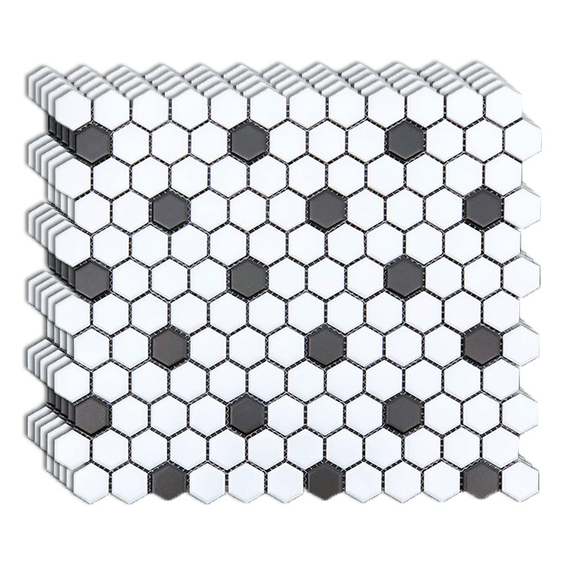 Wall and Floor Tile Straight Edge Geometric Pattern Wall and Floor Tile Black-White 11.8"L x 10.2"W x 0.2"H Clearhalo 'Floor Tiles & Wall Tiles' 'floor_tiles_wall_tiles' 'Flooring 'Home Improvement' 'home_improvement' 'home_improvement_floor_tiles_wall_tiles' Walls and Ceiling' 7424126