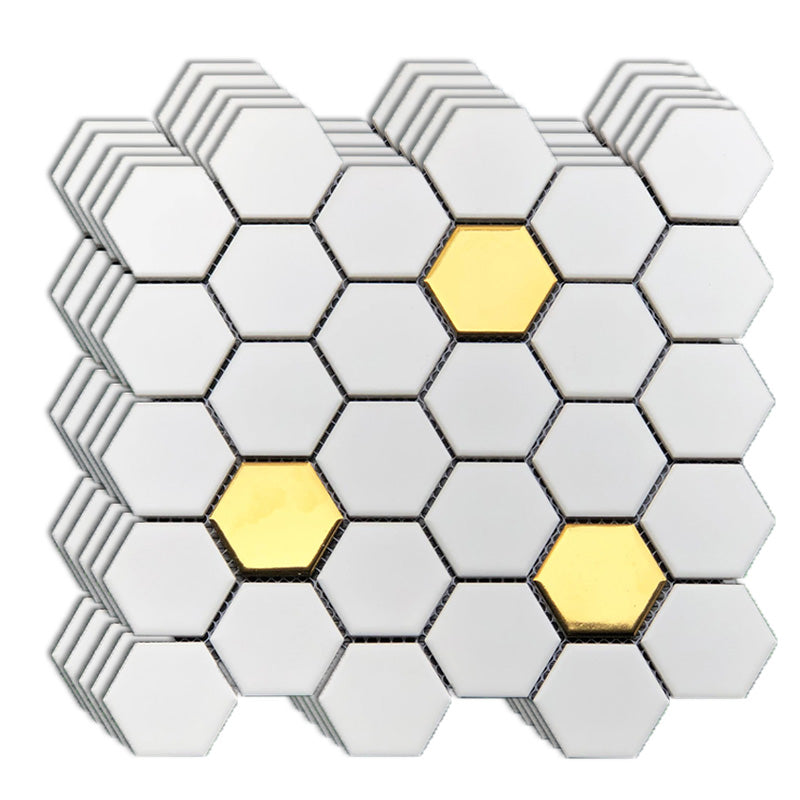 Wall and Floor Tile Straight Edge Geometric Pattern Wall and Floor Tile White-Yellow 10.6"L x 11.4"W x 0.2"H Clearhalo 'Floor Tiles & Wall Tiles' 'floor_tiles_wall_tiles' 'Flooring 'Home Improvement' 'home_improvement' 'home_improvement_floor_tiles_wall_tiles' Walls and Ceiling' 7424128
