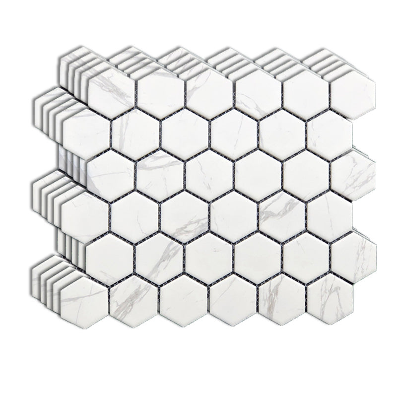 Wall and Floor Tile Straight Edge Geometric Pattern Wall and Floor Tile Gold-White 10.6"L x 11.4"W x 0.2"H Clearhalo 'Floor Tiles & Wall Tiles' 'floor_tiles_wall_tiles' 'Flooring 'Home Improvement' 'home_improvement' 'home_improvement_floor_tiles_wall_tiles' Walls and Ceiling' 7424133