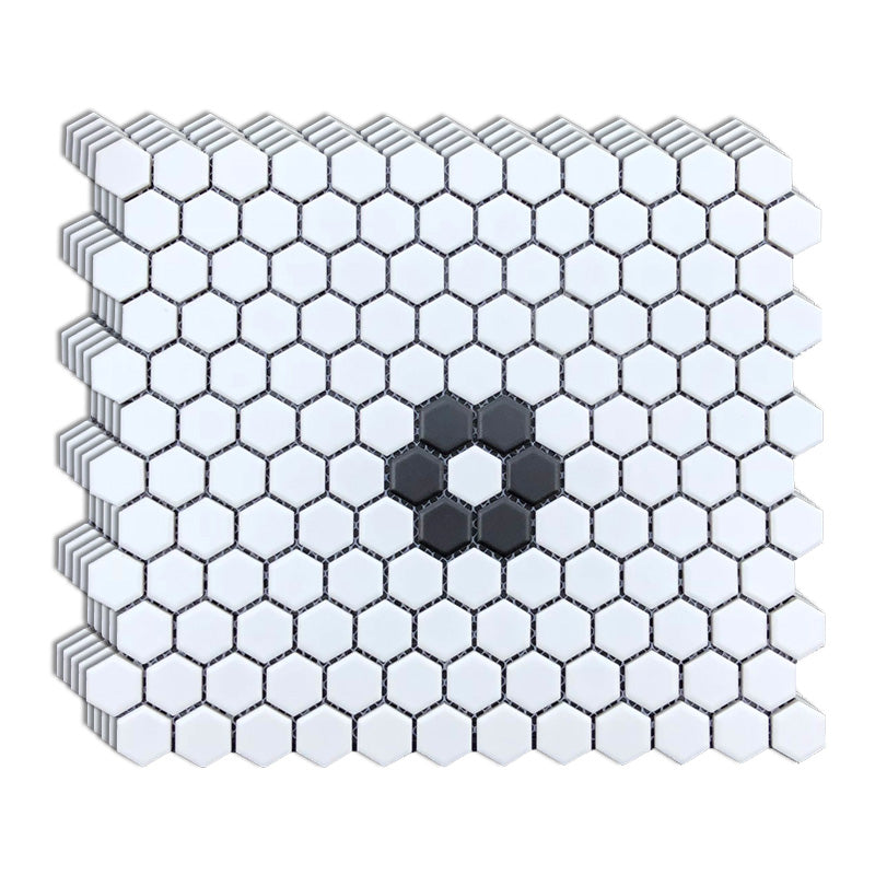 Wall and Floor Tile Straight Edge Geometric Pattern Wall and Floor Tile Black White 11.8"L x 10.2"W x 0.2"H Clearhalo 'Floor Tiles & Wall Tiles' 'floor_tiles_wall_tiles' 'Flooring 'Home Improvement' 'home_improvement' 'home_improvement_floor_tiles_wall_tiles' Walls and Ceiling' 7424141