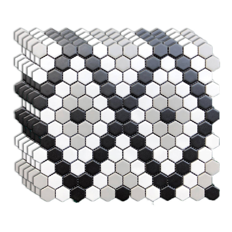 Wall and Floor Tile Straight Edge Geometric Pattern Wall and Floor Tile Black-Gray 11.8"L x 10.2"W x 0.2"H Clearhalo 'Floor Tiles & Wall Tiles' 'floor_tiles_wall_tiles' 'Flooring 'Home Improvement' 'home_improvement' 'home_improvement_floor_tiles_wall_tiles' Walls and Ceiling' 7424145