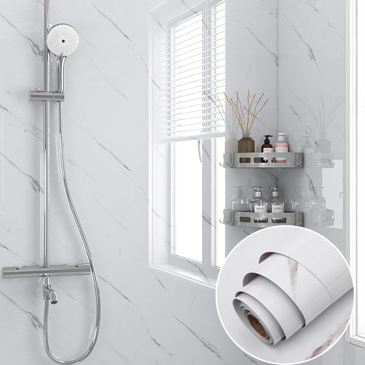 Modern Backsplash Wall Tile PVC Rectangular Self Adhesive Wallpaper for Bathroom Gloss White Clearhalo 'Flooring 'Home Improvement' 'home_improvement' 'home_improvement_peel_stick_blacksplash' 'Peel & Stick Backsplash Tile' 'peel_stick_blacksplash' 'Walls & Ceilings' Walls and Ceiling' 7424718