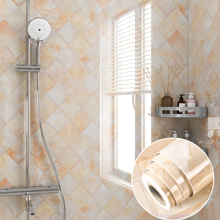 Modern Backsplash Wall Tile PVC Rectangular Self Adhesive Wallpaper for Bathroom Yellow White Clearhalo 'Flooring 'Home Improvement' 'home_improvement' 'home_improvement_peel_stick_blacksplash' 'Peel & Stick Backsplash Tile' 'peel_stick_blacksplash' 'Walls & Ceilings' Walls and Ceiling' 7424719