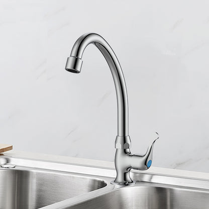 Modern Style Bar Faucet Copper Lever Handle 1-Hole Bar Faucet Silver Clearhalo 'Home Improvement' 'home_improvement' 'home_improvement_kitchen_faucets' 'Kitchen Faucets' 'Kitchen Remodel & Kitchen Fixtures' 'Kitchen Sinks & Faucet Components' 'kitchen_faucets' 7431959