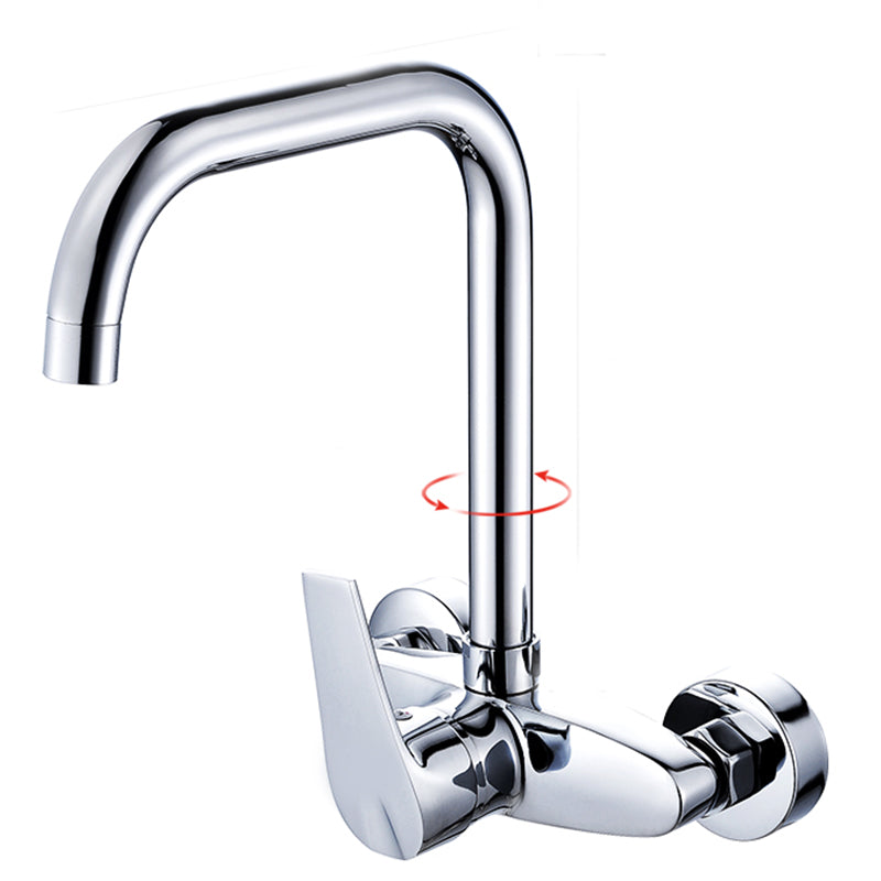 Contemporary Single Handle Kitchen Faucet Wall Mounted Two Holds Bar Faucet 7 Shape Hands Up Clearhalo 'Home Improvement' 'home_improvement' 'home_improvement_kitchen_faucets' 'Kitchen Faucets' 'Kitchen Remodel & Kitchen Fixtures' 'Kitchen Sinks & Faucet Components' 'kitchen_faucets' 7432042