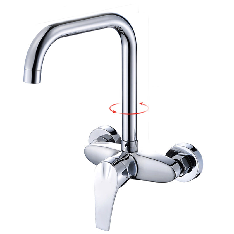 Contemporary Single Handle Kitchen Faucet Wall Mounted Two Holds Bar Faucet 7 Shape Hands Down Clearhalo 'Home Improvement' 'home_improvement' 'home_improvement_kitchen_faucets' 'Kitchen Faucets' 'Kitchen Remodel & Kitchen Fixtures' 'Kitchen Sinks & Faucet Components' 'kitchen_faucets' 7432044