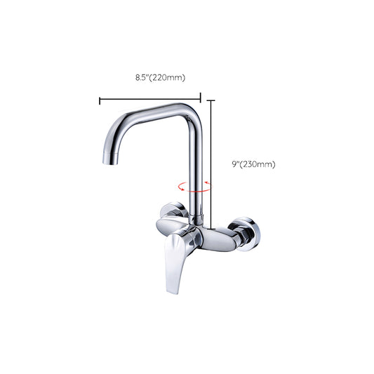 Contemporary Single Handle Kitchen Faucet Wall Mounted Two Holds Bar Faucet Clearhalo 'Home Improvement' 'home_improvement' 'home_improvement_kitchen_faucets' 'Kitchen Faucets' 'Kitchen Remodel & Kitchen Fixtures' 'Kitchen Sinks & Faucet Components' 'kitchen_faucets' 7432057