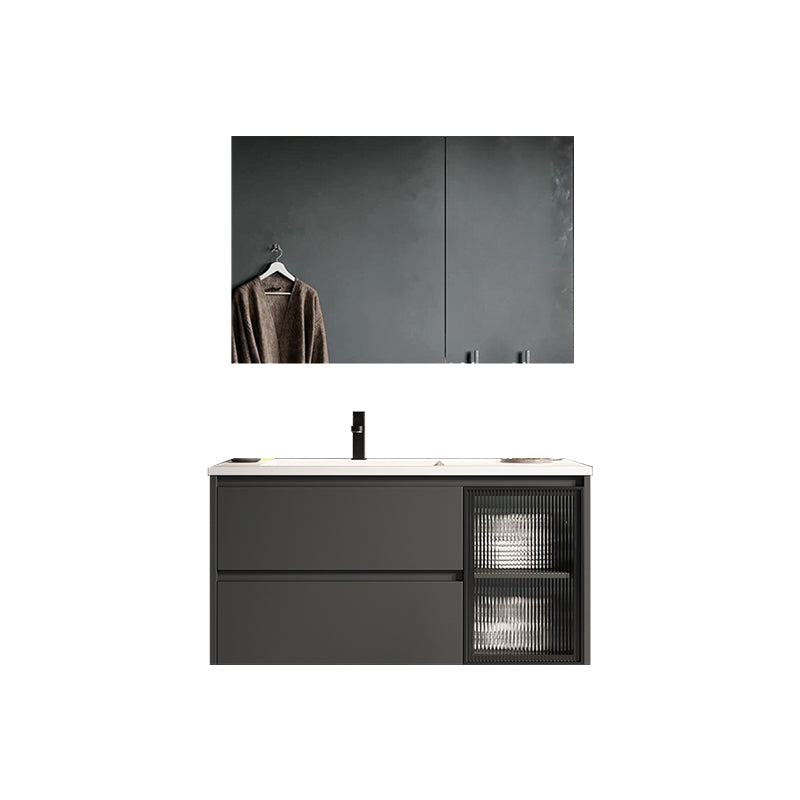 Modern Ceramic Bathroom Vanity Gray Single Sink Rectangular Vanity Set Vanity & Faucet & Mirror Cabinet https: res.litfad.com site img item 2023 02 23 7433057 1200x1200.jpg Clearhalo 'Bathroom Remodel & Bathroom Fixtures' 'Bathroom Vanities' 'bathroom_vanities' 'Home Improvement' 'home_improvement' 'home_improvement_bathroom_vanities' 7433057