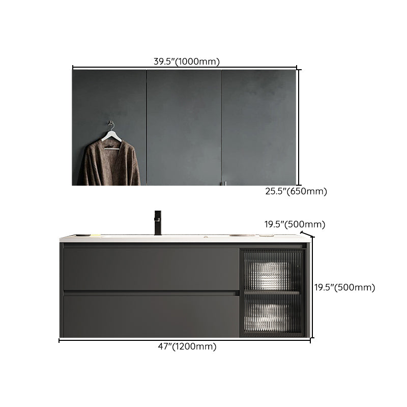 Modern Ceramic Bathroom Vanity Gray Single Sink Rectangular Vanity Set Clearhalo 'Bathroom Remodel & Bathroom Fixtures' 'Bathroom Vanities' 'bathroom_vanities' 'Home Improvement' 'home_improvement' 'home_improvement_bathroom_vanities' 7433072