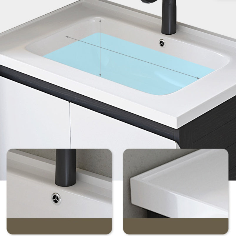 Modern Single Bathroom Vanity White Ceramic Rectangular Wall Mount Vanity Set Clearhalo 'Bathroom Remodel & Bathroom Fixtures' 'Bathroom Vanities' 'bathroom_vanities' 'Home Improvement' 'home_improvement' 'home_improvement_bathroom_vanities' 7433114