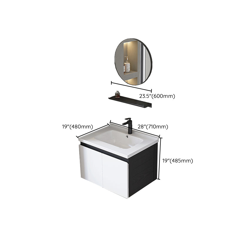 Modern Single Bathroom Vanity White Ceramic Rectangular Wall Mount Vanity Set Clearhalo 'Bathroom Remodel & Bathroom Fixtures' 'Bathroom Vanities' 'bathroom_vanities' 'Home Improvement' 'home_improvement' 'home_improvement_bathroom_vanities' 7433119