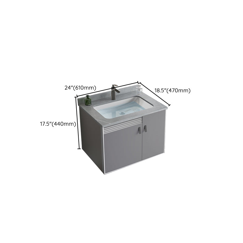 Metal Base Sink Vanity Modern Wall Mount Gray Single-Sink Rectangular Vanity Set Clearhalo 'Bathroom Remodel & Bathroom Fixtures' 'Bathroom Vanities' 'bathroom_vanities' 'Home Improvement' 'home_improvement' 'home_improvement_bathroom_vanities' 7433176