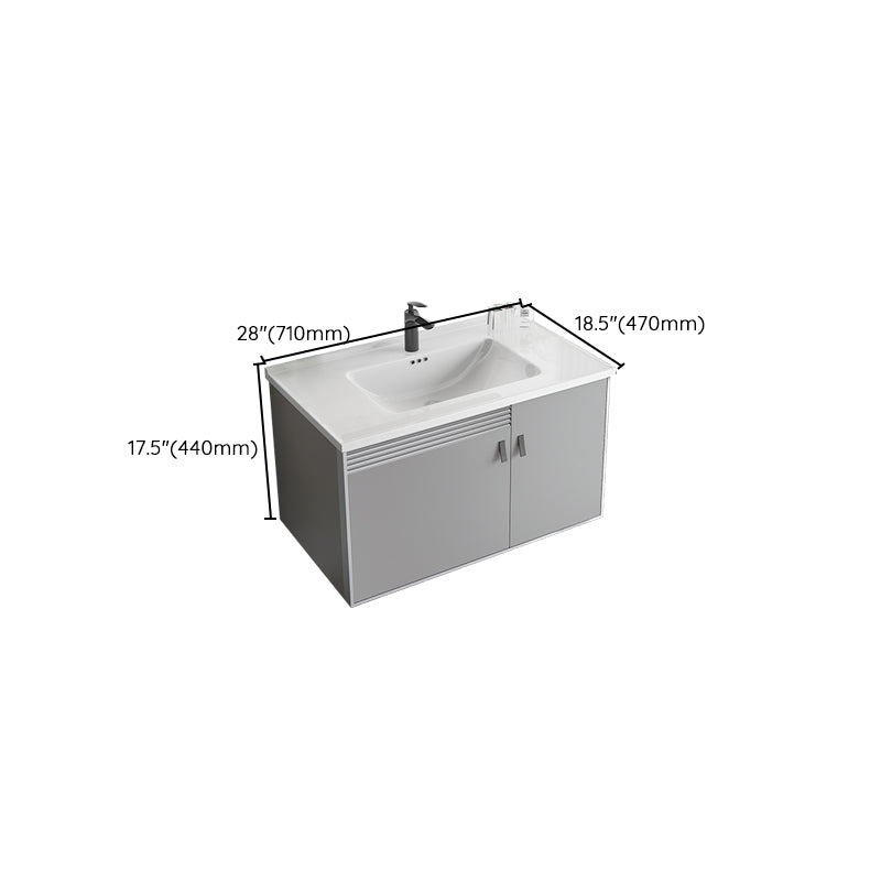 Metal Base Sink Vanity Modern Wall Mount Gray Single-Sink Rectangular Vanity Set Clearhalo 'Bathroom Remodel & Bathroom Fixtures' 'Bathroom Vanities' 'bathroom_vanities' 'Home Improvement' 'home_improvement' 'home_improvement_bathroom_vanities' 7433177