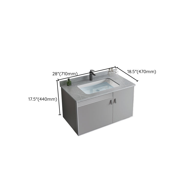 Metal Base Sink Vanity Modern Wall Mount Gray Single-Sink Rectangular Vanity Set Clearhalo 'Bathroom Remodel & Bathroom Fixtures' 'Bathroom Vanities' 'bathroom_vanities' 'Home Improvement' 'home_improvement' 'home_improvement_bathroom_vanities' 7433178