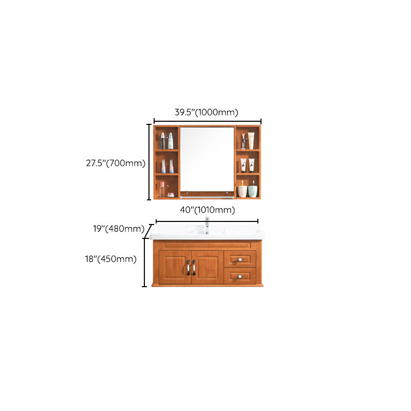 Mid Century Modern Sink Vanity Wood Wall Mount Bathroom Vanity with Mirror Clearhalo 'Bathroom Remodel & Bathroom Fixtures' 'Bathroom Vanities' 'bathroom_vanities' 'Home Improvement' 'home_improvement' 'home_improvement_bathroom_vanities' 7433220