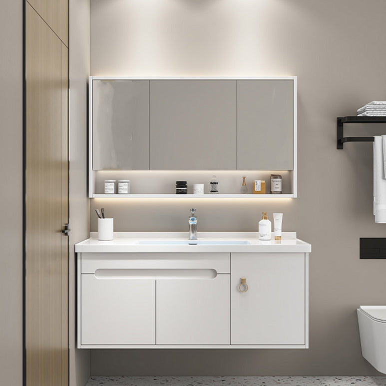 Single Glam Bathroom Vanity Ceramic Top Wall Mount Bath Vanity Clearhalo 'Bathroom Remodel & Bathroom Fixtures' 'Bathroom Vanities' 'bathroom_vanities' 'Home Improvement' 'home_improvement' 'home_improvement_bathroom_vanities' 7433231