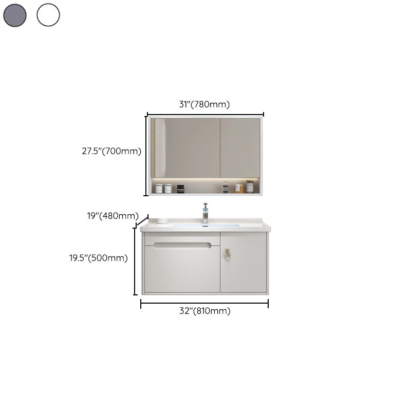 Single Glam Bathroom Vanity Ceramic Top Wall Mount Bath Vanity Clearhalo 'Bathroom Remodel & Bathroom Fixtures' 'Bathroom Vanities' 'bathroom_vanities' 'Home Improvement' 'home_improvement' 'home_improvement_bathroom_vanities' 7433248