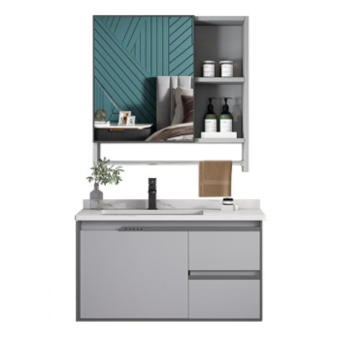 Modern Bath Vanity Gray Single Rectangular Wall Mount Sink Vanity Clearhalo 'Bathroom Remodel & Bathroom Fixtures' 'Bathroom Vanities' 'bathroom_vanities' 'Home Improvement' 'home_improvement' 'home_improvement_bathroom_vanities' 7433261
