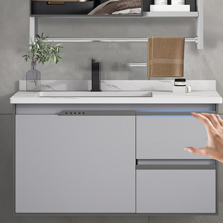 Modern Bath Vanity Gray Single Rectangular Wall Mount Sink Vanity Clearhalo 'Bathroom Remodel & Bathroom Fixtures' 'Bathroom Vanities' 'bathroom_vanities' 'Home Improvement' 'home_improvement' 'home_improvement_bathroom_vanities' 7433263