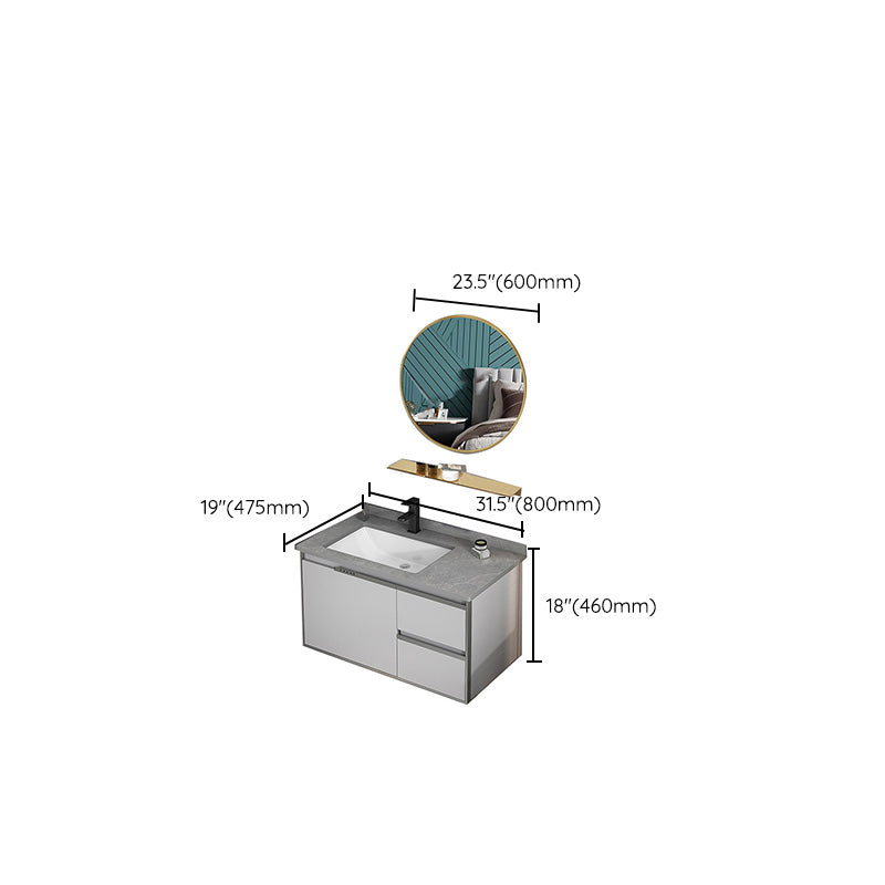 Modern Bath Vanity Gray Single Rectangular Wall Mount Sink Vanity Clearhalo 'Bathroom Remodel & Bathroom Fixtures' 'Bathroom Vanities' 'bathroom_vanities' 'Home Improvement' 'home_improvement' 'home_improvement_bathroom_vanities' 7433284