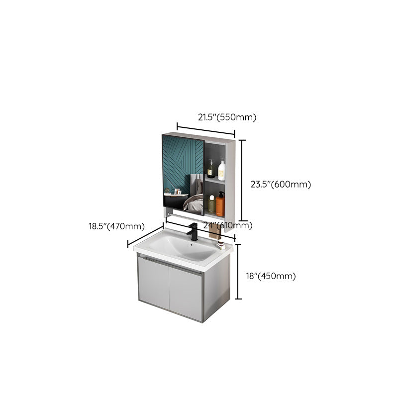 Modern Bath Vanity Gray Single Rectangular Wall Mount Sink Vanity Clearhalo 'Bathroom Remodel & Bathroom Fixtures' 'Bathroom Vanities' 'bathroom_vanities' 'Home Improvement' 'home_improvement' 'home_improvement_bathroom_vanities' 7433285