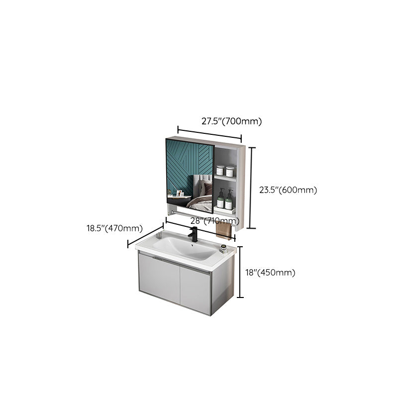 Modern Bath Vanity Gray Single Rectangular Wall Mount Sink Vanity Clearhalo 'Bathroom Remodel & Bathroom Fixtures' 'Bathroom Vanities' 'bathroom_vanities' 'Home Improvement' 'home_improvement' 'home_improvement_bathroom_vanities' 7433287