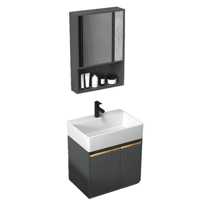 Glam Metal Sink Vanity Wall Mount Faucet Included Bathroom Vanity Vanity & Faucet & Mirror Cabinet 21"L x 14"W x 20"H Clearhalo 'Bathroom Remodel & Bathroom Fixtures' 'Bathroom Vanities' 'bathroom_vanities' 'Home Improvement' 'home_improvement' 'home_improvement_bathroom_vanities' 7433301