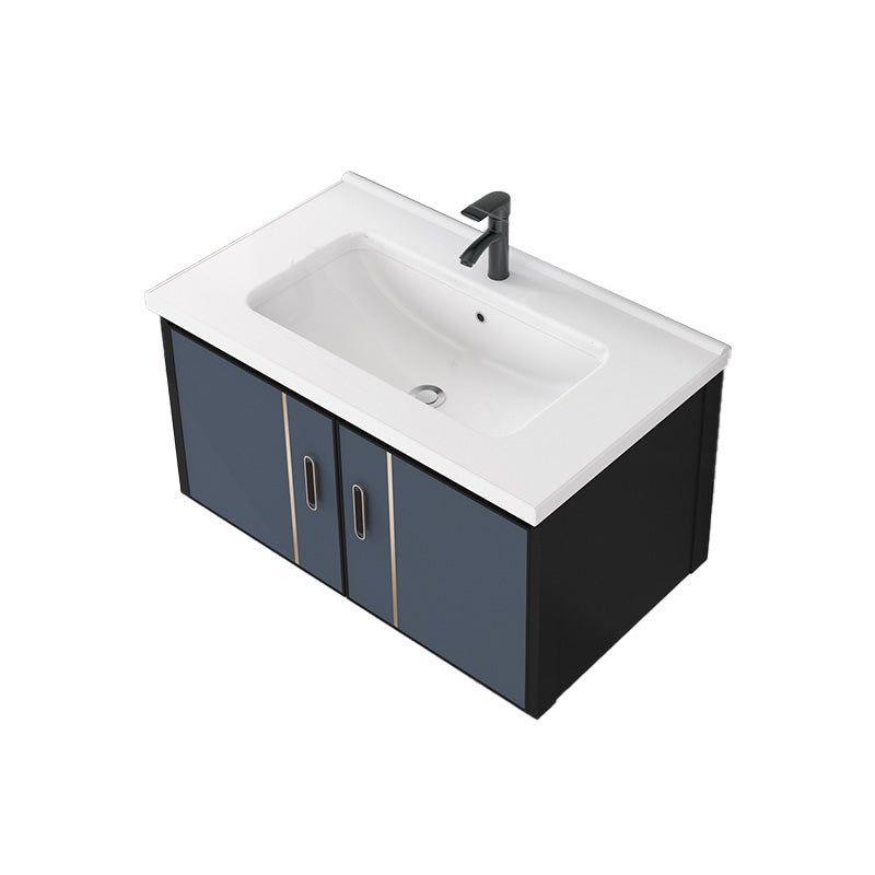 Glam Metal Sink Vanity Wall Mount Single-Sink Bathroom Vanity Vanity & Faucet 32"L x 19"W x 17"H Clearhalo 'Bathroom Remodel & Bathroom Fixtures' 'Bathroom Vanities' 'bathroom_vanities' 'Home Improvement' 'home_improvement' 'home_improvement_bathroom_vanities' 7433341