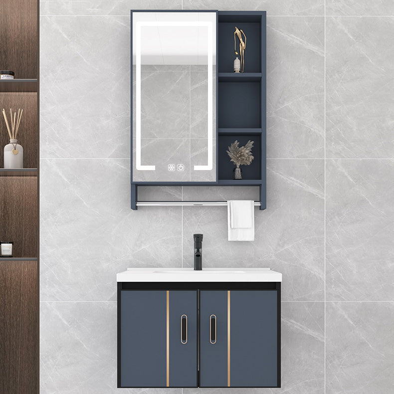 Glam Metal Sink Vanity Wall Mount Single-Sink Bathroom Vanity Clearhalo 'Bathroom Remodel & Bathroom Fixtures' 'Bathroom Vanities' 'bathroom_vanities' 'Home Improvement' 'home_improvement' 'home_improvement_bathroom_vanities' 7433343