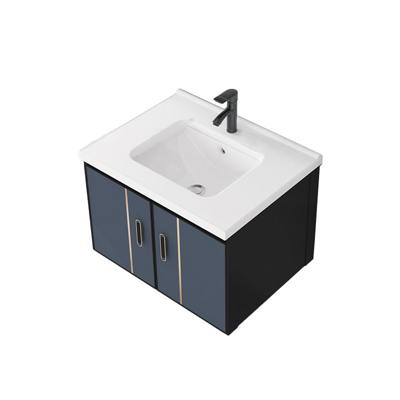 Glam Metal Sink Vanity Wall Mount Single-Sink Bathroom Vanity Vanity & Faucet 24"L x 16.1"W x 16.5"H Clearhalo 'Bathroom Remodel & Bathroom Fixtures' 'Bathroom Vanities' 'bathroom_vanities' 'Home Improvement' 'home_improvement' 'home_improvement_bathroom_vanities' 7433345