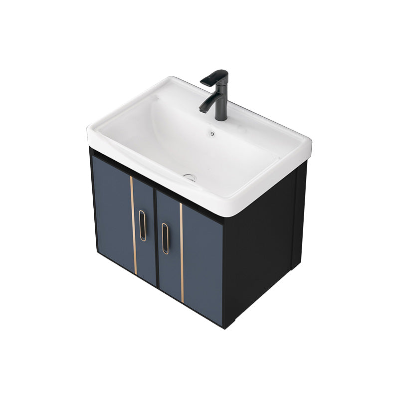Glam Metal Sink Vanity Wall Mount Single-Sink Bathroom Vanity Vanity & Faucet 20"L x 14"W x 17"H Clearhalo 'Bathroom Remodel & Bathroom Fixtures' 'Bathroom Vanities' 'bathroom_vanities' 'Home Improvement' 'home_improvement' 'home_improvement_bathroom_vanities' 7433347