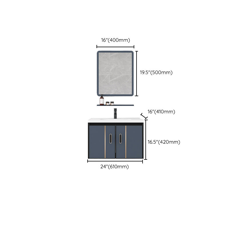 Glam Metal Sink Vanity Wall Mount Single-Sink Bathroom Vanity Clearhalo 'Bathroom Remodel & Bathroom Fixtures' 'Bathroom Vanities' 'bathroom_vanities' 'Home Improvement' 'home_improvement' 'home_improvement_bathroom_vanities' 7433377