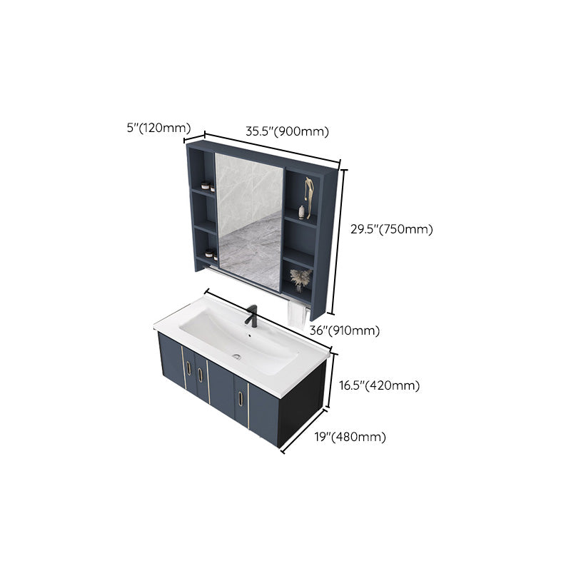 Glam Metal Sink Vanity Wall Mount Single-Sink Bathroom Vanity Clearhalo 'Bathroom Remodel & Bathroom Fixtures' 'Bathroom Vanities' 'bathroom_vanities' 'Home Improvement' 'home_improvement' 'home_improvement_bathroom_vanities' 7433385